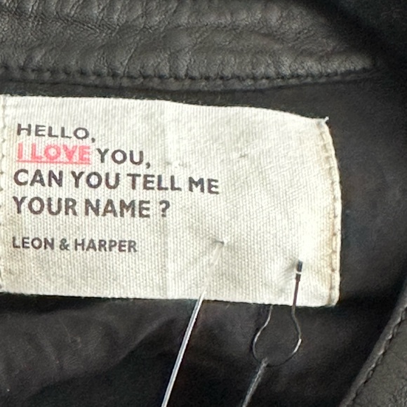 NEW Leon & Harper Designer Black 100% Lambs Leather Ruffle Snap Button Shirt, M - Picture 4 of 10